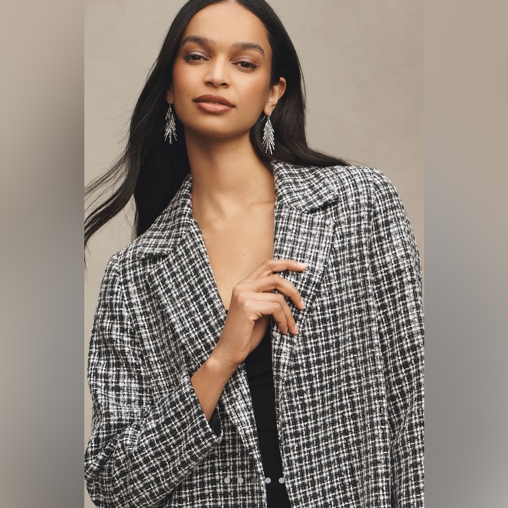 Anthropologie Black and White Tweed Coat - Picture 5 of 12